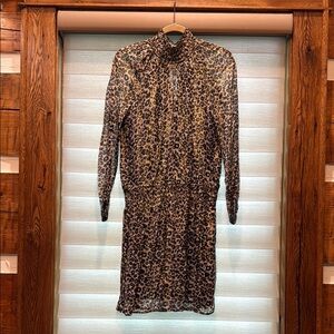 Velvet by Graham & Spencer Brown and Black Sheath Dress with Mock Neck